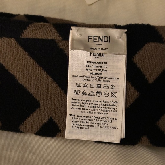 Fendi Black and Brown Logo Headband - Picture 5 of 10